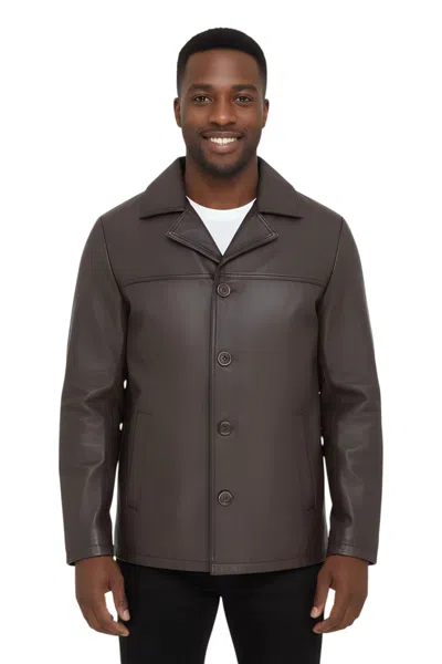 Infinity Leather Mens Black 4 Button Italian Leather Blazer Jacket - Gladstone In Brown