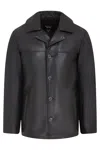Infinity Leather Mens Black 4 Button Italian Leather Blazer Jacket - Loxton In Black