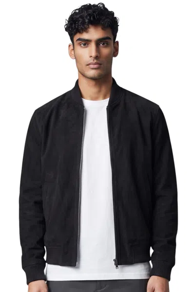 Infinity Leather Mens Black Goat Suede Ma-1 Bomber Jacket-antalya