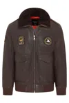 Infinity Leather Mens Black Leather Bomber Sheepskin Collar G-1 Aviator Jacket - Linear In Brown