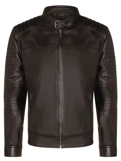 Infinity Leather Mens Black Leather Quilted Biker Jacket - Paris