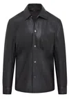 Infinity Leather Mens Black Leather Trucker Western Unlined Shirt Jacket - Abilene In Black