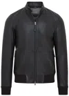 Infinity Leather Mens Black Retro Leather Bomber Jacket - Adak In Black