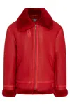 Infinity Leather Mens Blue B3 Bomber Raf Aviator Sheepskin Jacket -wyndham In Red