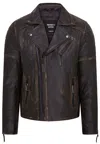 Infinity Leather Mens Brando Double Cross Zip Leather Biker Jacket- Fagernes In Black