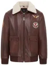 Infinity Leather Mens Brown Cowhide Leather Aviator Bomber Jacket - Akhiok In Brown