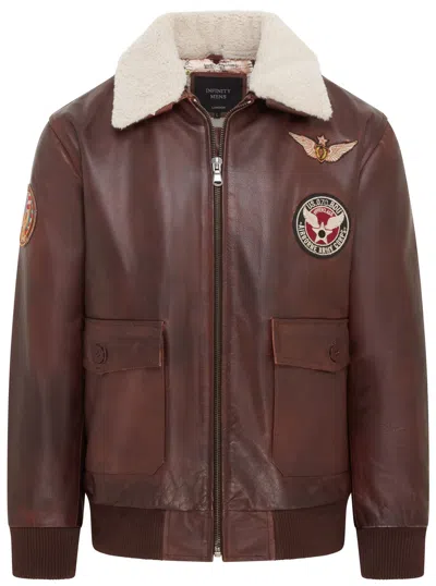 Infinity Leather Mens Brown Cowhide Leather Aviator Bomber Jacket - Akhiok