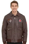 Infinity Leather Mens Brown Flying Leather Bomber G-1 Aviator Collar Jacket - Hudson In Brown