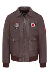 Infinity Leather Mens Brown Leather Bomber G-1 Aviator Collar Jacket - Maverick In Brown