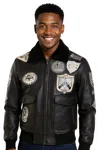 Infinity Leather Mens Brown Topgun A2 Leather Bomber Jacket-perth In Black