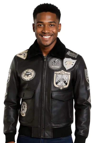 INFINITY LEATHER MENS BROWN TOPGUN A2 LEATHER BOMBER JACKET-PERTH