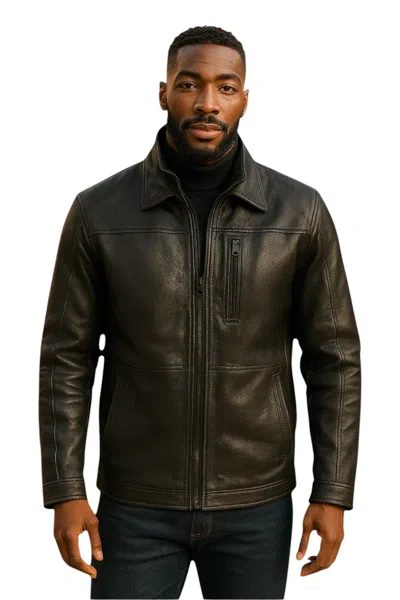 Infinity Leather Mens Brown Warm Mid-length Leather Coat - Warwick