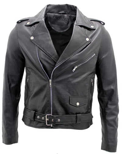 Infinity Leather Mens Classic Brando Leather Biker Jacket-antalya In Black