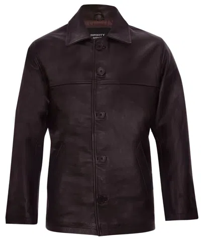 Infinity Leather Mens Classic Cowhide Leather Box Jacket In Brown
