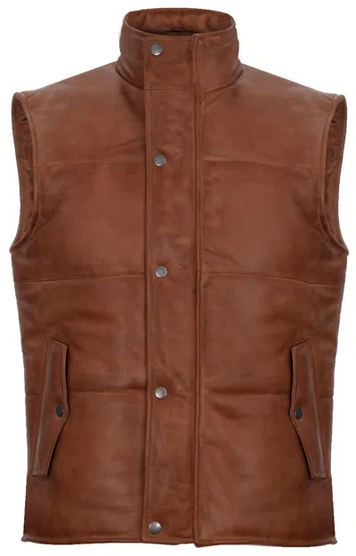 Infinity Leather Mens Classic Leather Puffer Waistcoat-nottingham In Multi