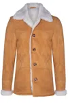 Infinity Leather Mens Classic Sheepskin Car Coat-auburn In Multi