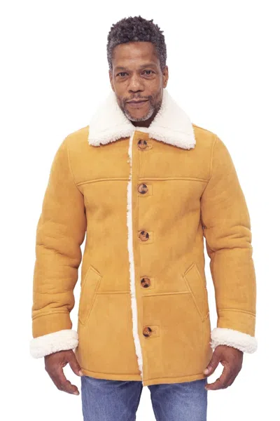 Infinity Leather Mens Classic Sheepskin Car Coat-leyton In White