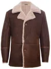 Infinity Leather Mens Classic Sheepskin Leather Crombie Jacket-brisbane In Brown