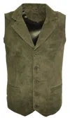 Infinity Leather Mens Classic Smooth Goat Suede Leather Waistcoat-exeter In Green