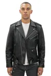 Infinity Leather Mens Cow-hide Black Brando Jacket -venice In Black