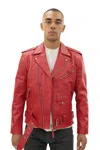 Infinity Leather Mens Cow-hide Black Brando Jacket -venice In Red