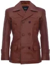 Infinity Leather Mens Cow Hide Dr Who Naval German Pea Coat Leather Jacket In Multi