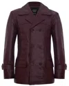 Infinity Leather Mens Cow Hide Dr Who Naval German Pea Coat Leather Jacket In White
