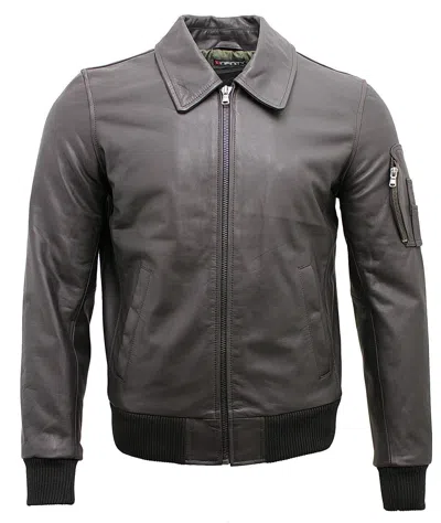 Infinity Leather Mens Cowhide Analine Leather A2 Us Airforce Bomber Jacket In Brown