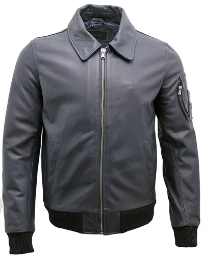 Infinity Leather Mens Cowhide Analine Leather A2 Us Airforce Bomber Jacket In Gray