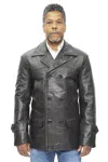 Infinity Leather Mens Cowhide Leather Peacoat-krakaw In Black