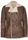 Infinity Leather Mens Double Breasted Shearling Sheepskin Pea Coat-valencia In Multi