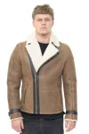 Infinity Leather Mens Double Breasted Sheepskin Leather Biker Jacket-heathfield In Multi
