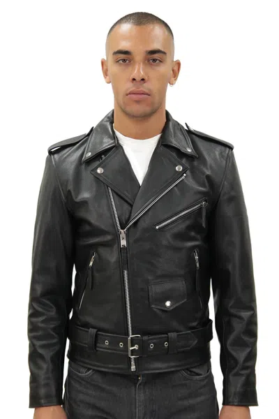 Infinity Leather Mens Fringe Hide Leather Biker Jacket- Tokyo In Black