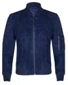 Infinity Leather Mens Goat Suede Ma-1 Bomber Jacket-auckland In Blue