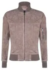 Infinity Leather Mens Goat Suede Ma-1 Bomber Jacket-auckland In White