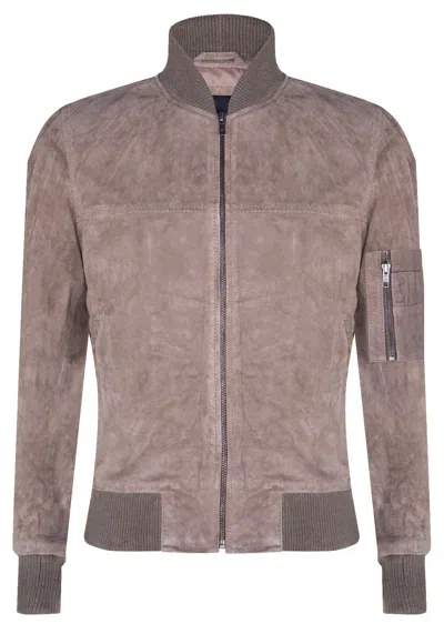 Infinity Leather Mens Goat Suede Ma-1 Bomber Jacket-auckland In White
