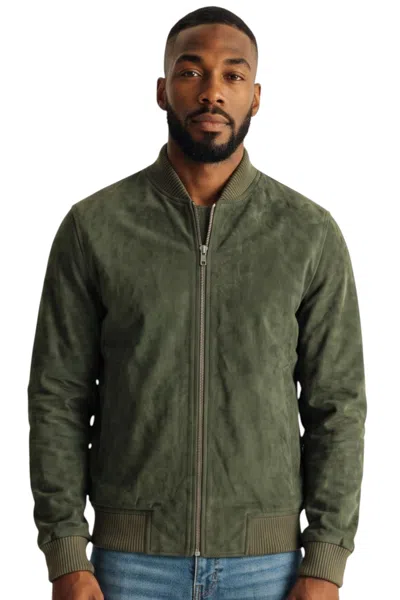 Infinity Leather Mens Green Goat Suede Ma-1 Bomber Jacket-antalya