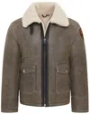 Infinity Leather Mens Grey B3 Shearling Bomber Aviator Jacket - Akutan In Grey