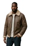 Infinity Leather Mens Grey B3 Ww2 Sheepskin Leather Flying Aviator Jacket-paarl In Gray