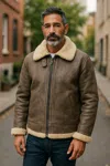 Infinity Leather Mens Grey B3 Ww2 Sheepskin Leather Flying Aviator Jacket-seshego In Brown