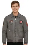 Infinity Leather Mens Grey Flying Leather Bomber G-1 Aviator Collar Jacket - Hudson In Gray