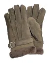 Infinity Leather Mens Grey Luxury Sheepskin Suede Leather Gloves With Buckle In Grey