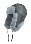 Infinity Leather Mens Grey Raf Aviator Suede Sheepskin B-55 Trapper Hat Winter Warm Leather Navigator Hat In Grey