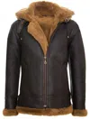 Infinity Leather Mens Hooded Sheepskin Leather B3 Flying Jacket-columbus In Multi