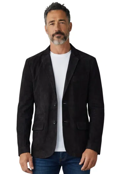 Infinity Leather Mens Italian Black Suede Leather Blazer Jacket - Trabzon