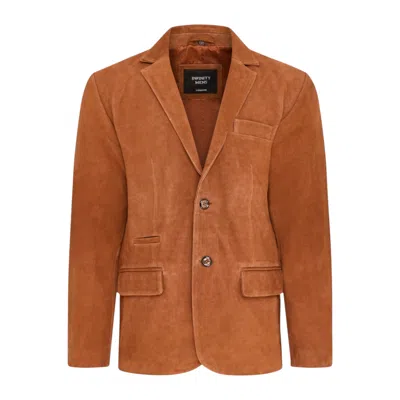 Infinity Leather Mens Italian Rust Suede Leather Blazer Jacket - Aarau In Brown