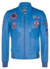 Infinity Leather Mens Leather Air Force Bomber Jacket - Dublin In Blue