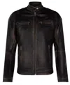 Infinity Leather Mens Leather Biker Vintage Zipped Racing Jacket In Black