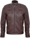 Infinity Leather Mens Leather Biker Vintage Zipped Racing Jacket In Brown
