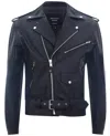 Infinity Leather Mens Leather Brando Biker Rock Motorcycle Hide Jacket In Black